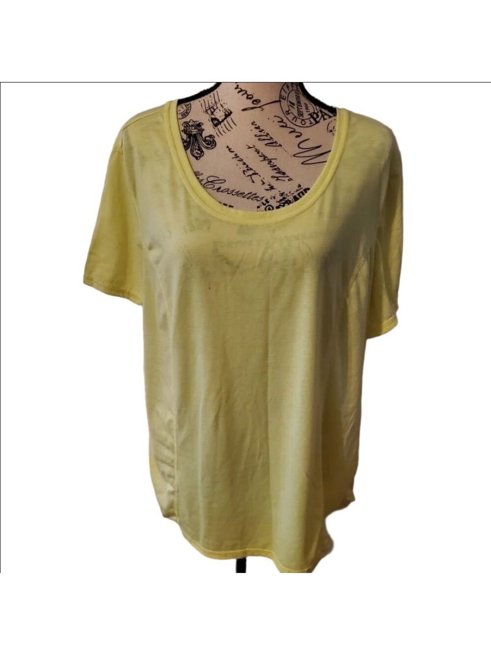 Danskin Now Yellow Loose Fit Short Sleeve Rouched Top T-shirt Size 2XL